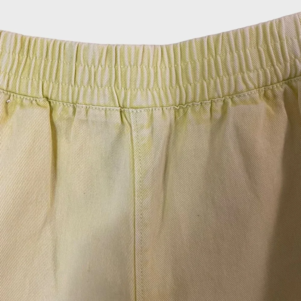 Volcom Strutin Stone Cotton Twill Shorts Women's Large Yellow Raw-Hem Casual New